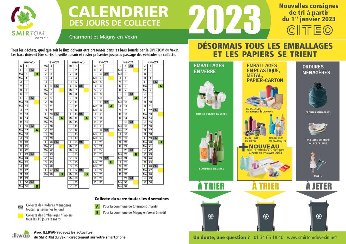 déchets calendrier de collecte et extension des consignes de tri